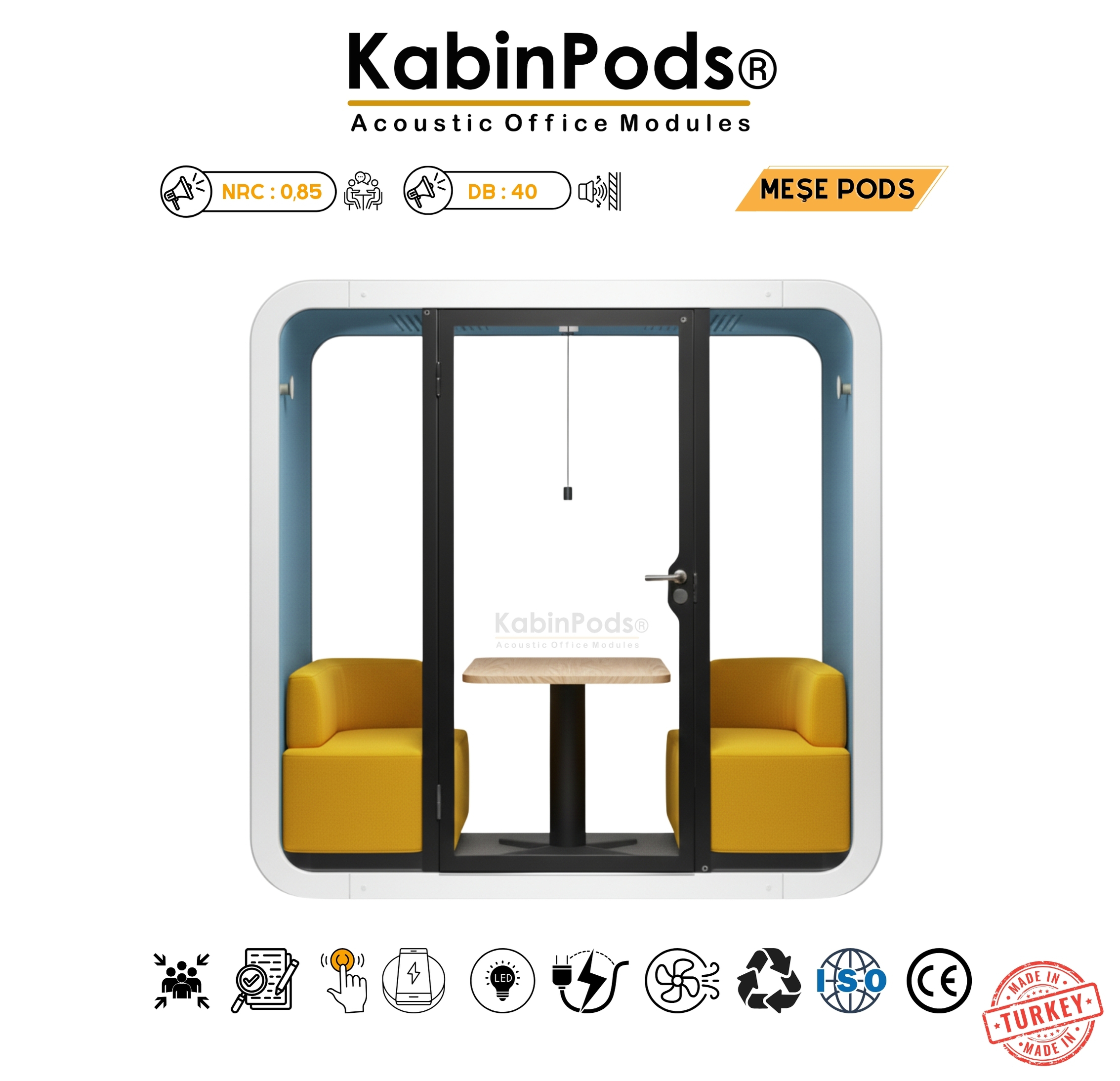 Akustik Toplantı Kabini 2 - Yüksek Ses İzolasyonlu Modern Toplantı Kabini ve Özellikleri